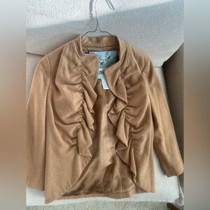Anthropologie Tan Ruffled Blazer